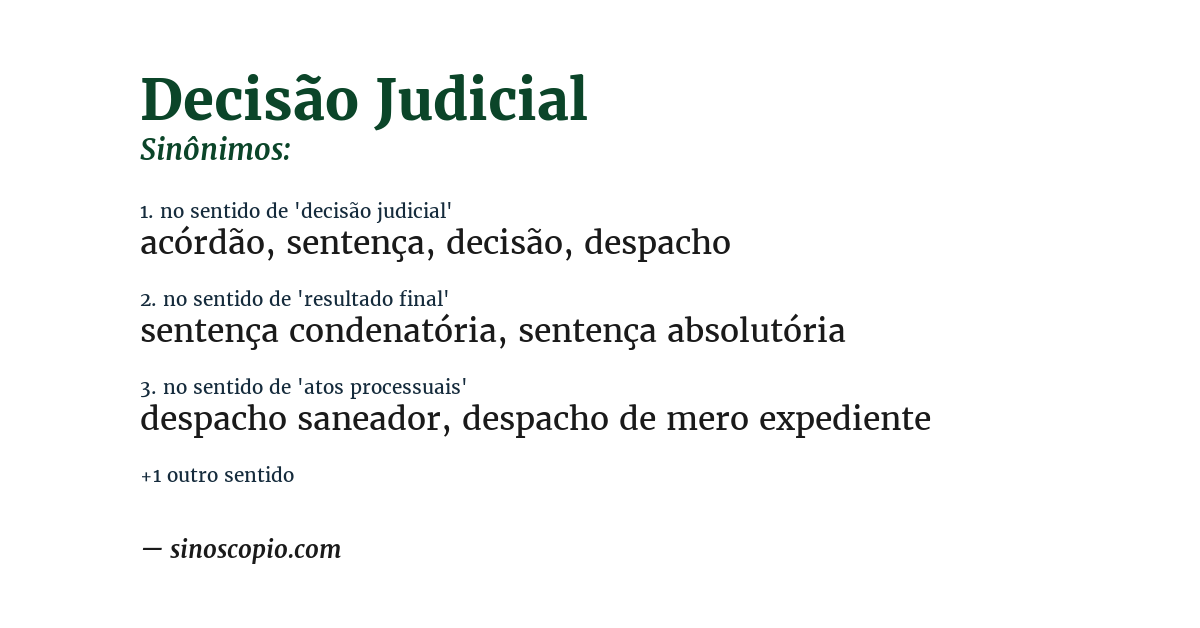 Sinônimo de decisão judicial
