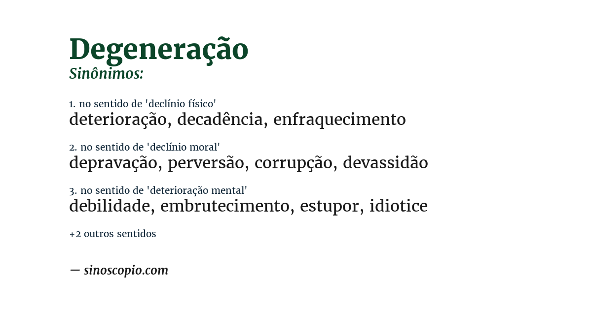 Sinônimo de degeneração