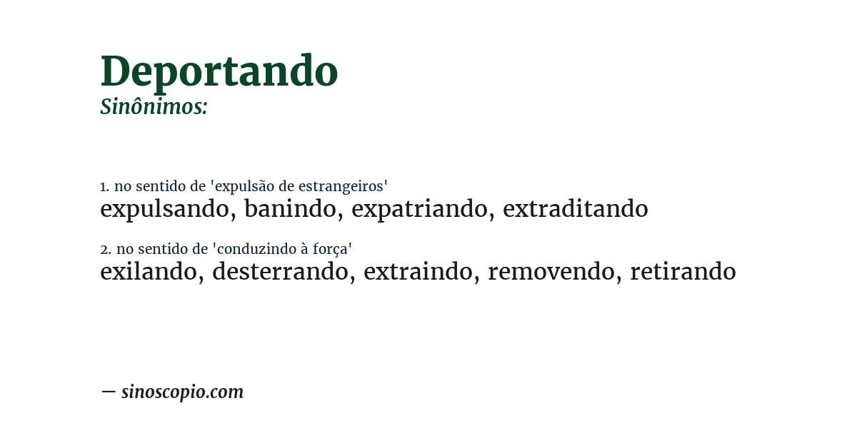 Sinônimo de deportando