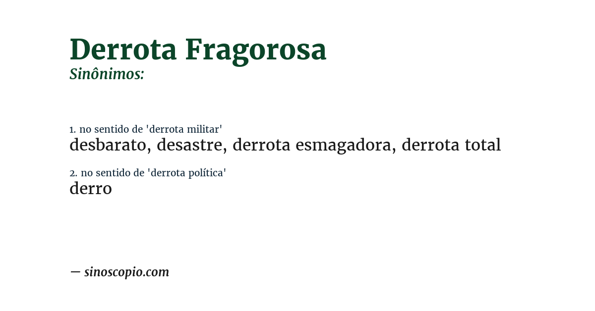 Sinônimo de derrota fragorosa