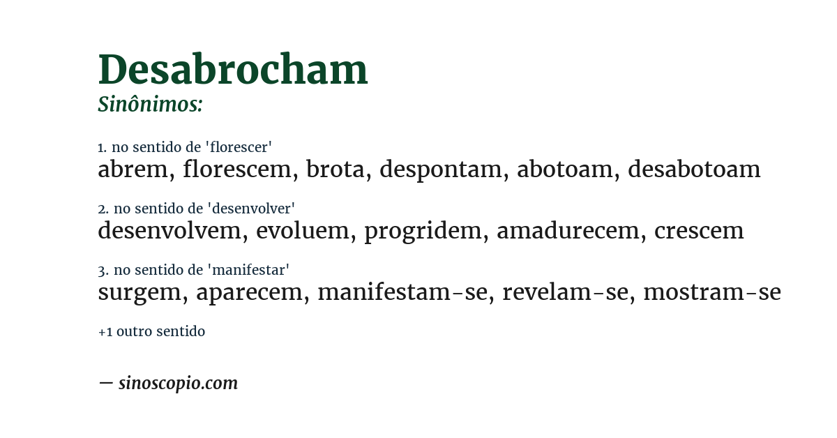 Sinônimo de desabrocham