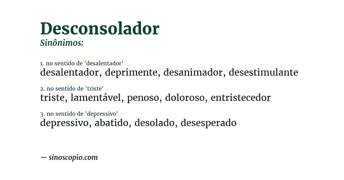 Sinônimo de desconsolador