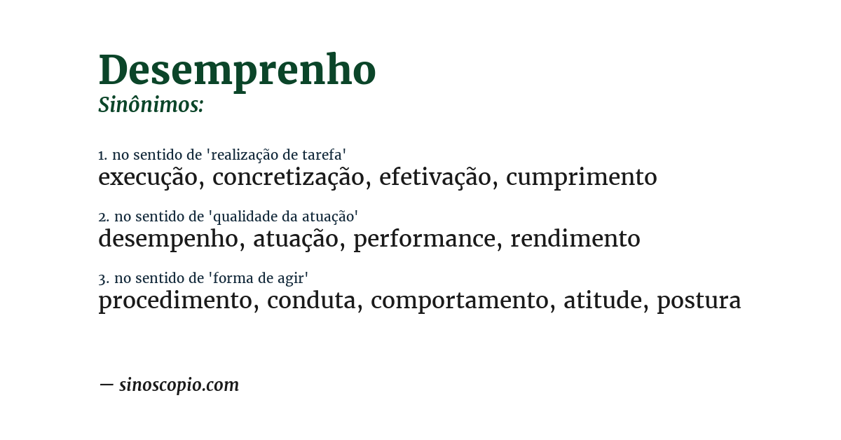 Sinônimo de desemprenho