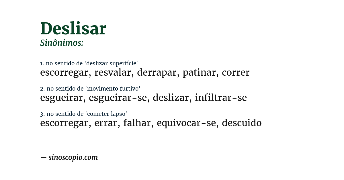 Sinônimo de deslisar