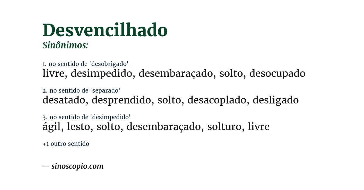 Sinônimo de desvencilhado