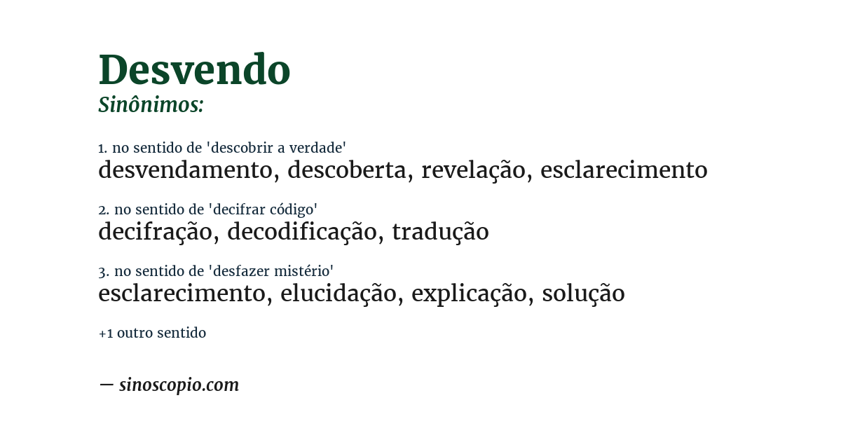Sinônimo de desvendo