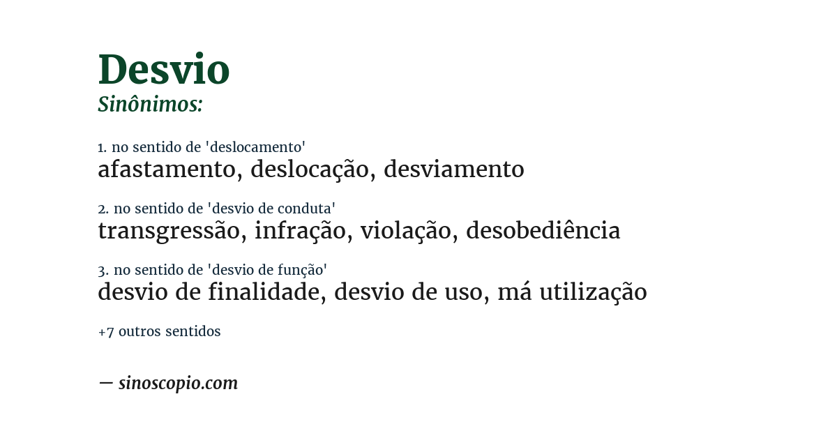 Sinônimo de desvio