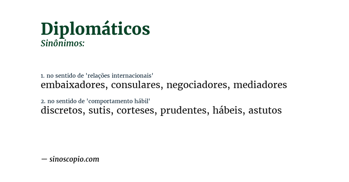 Sinônimo de diplomáticos