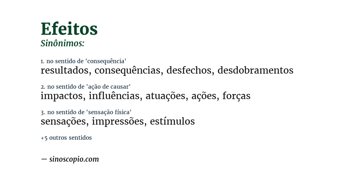 Sinônimo de efeitos