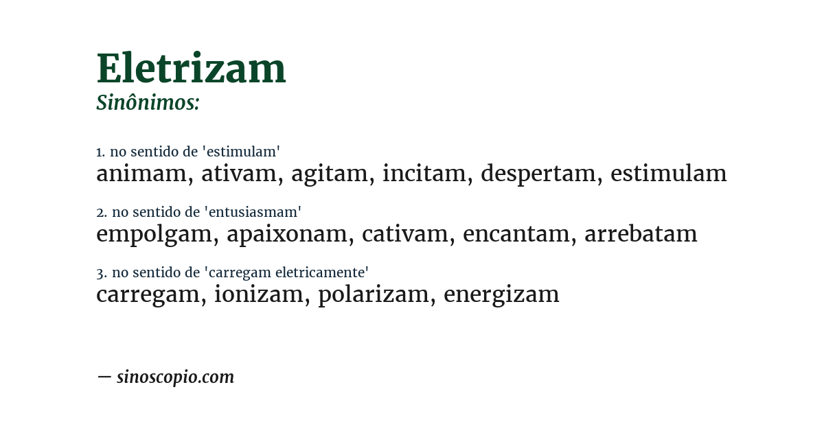 Sinônimo de eletrizam