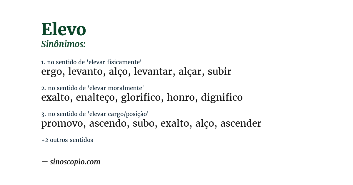 Sinônimo de elevo