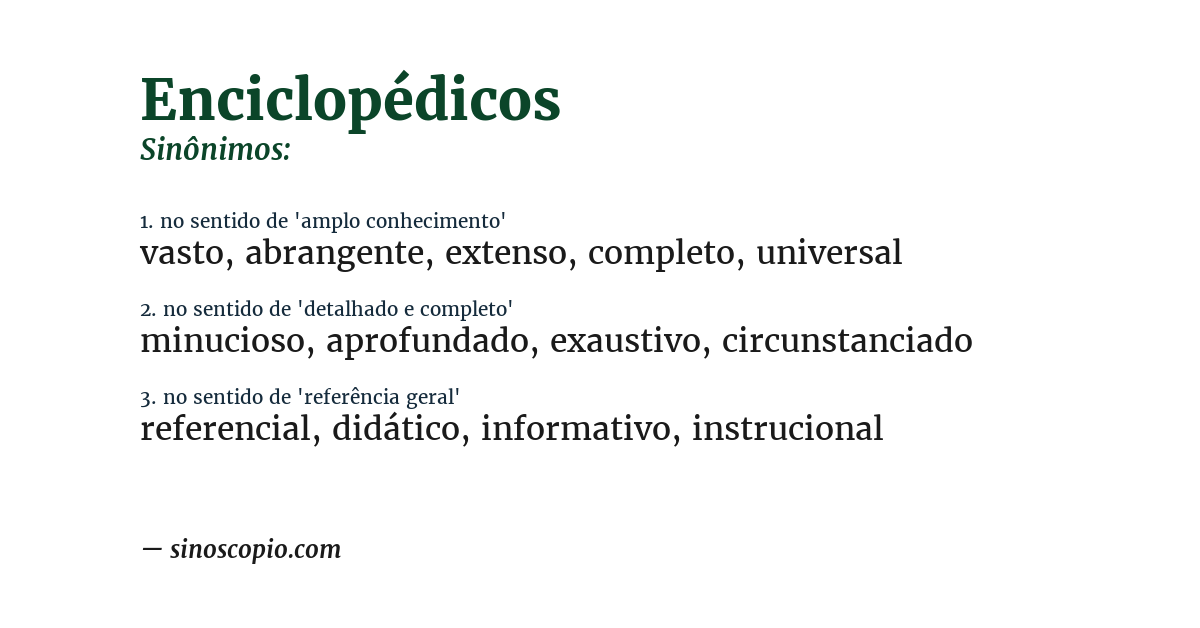 Sinônimo de enciclopédicos