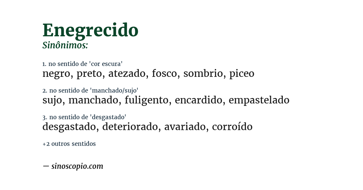 Sinônimo de enegrecido