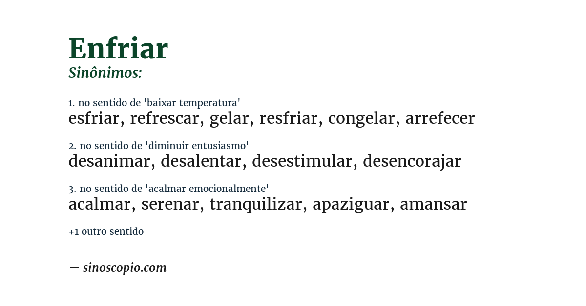Sinônimo de enfriar