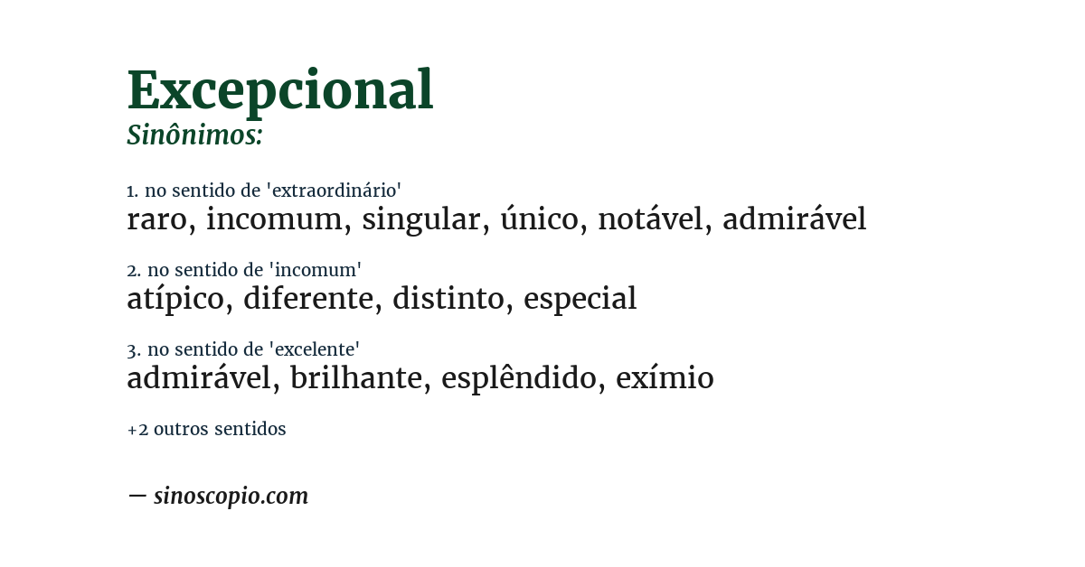 Sinônimo de excepcional