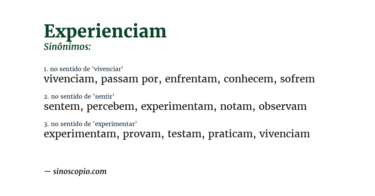 Sinônimo de experienciam