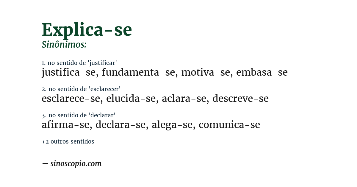 Sinônimo de explica-se