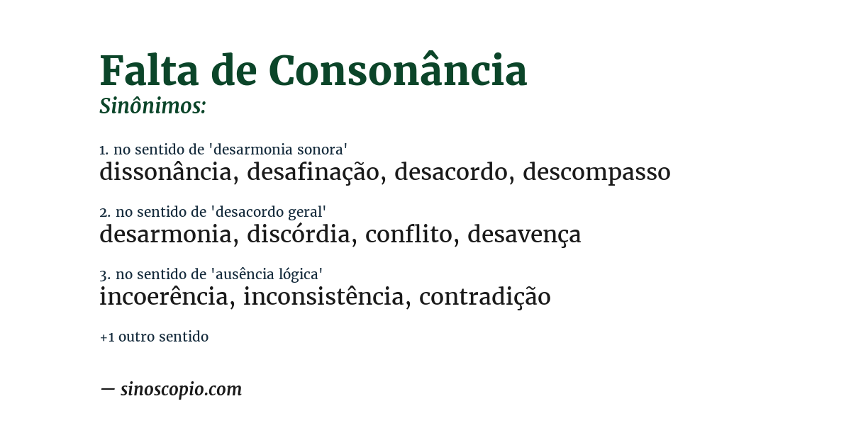 Sinônimo de falta de consonância