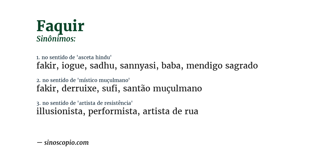 Sinônimo de faquir
