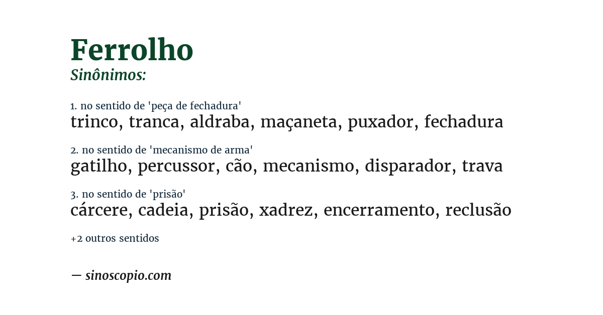 Sinônimo de ferrolho