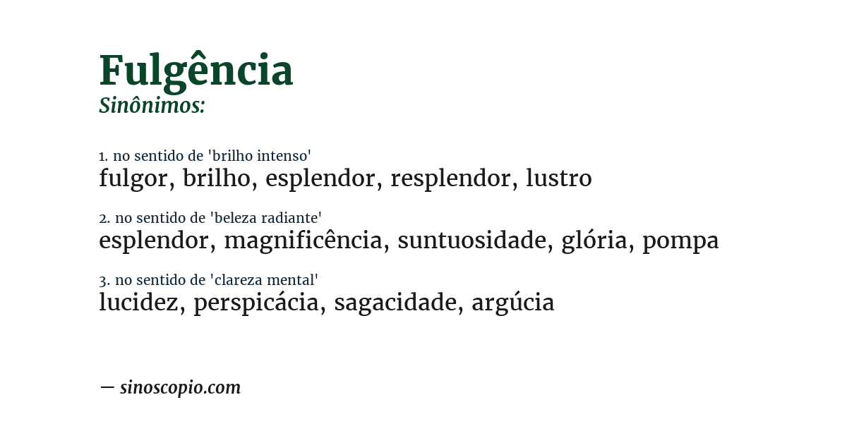 Sinônimo de fulgência