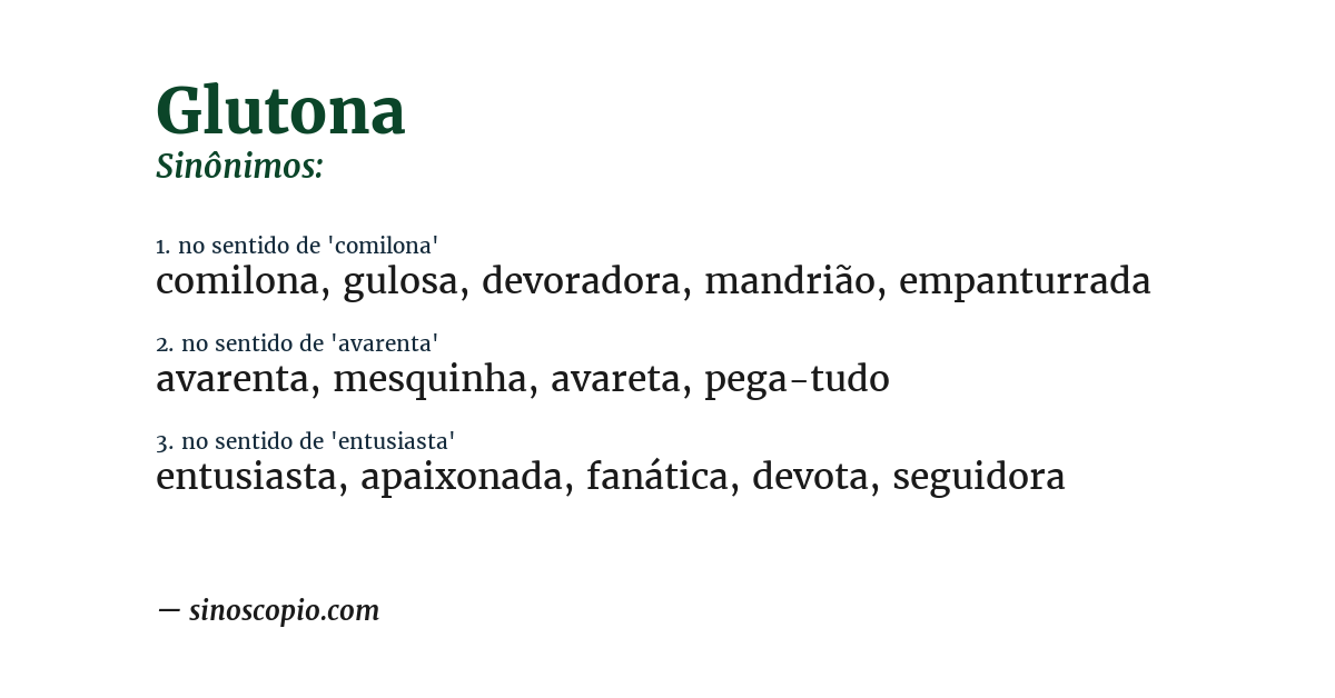 Sinônimo de glutona