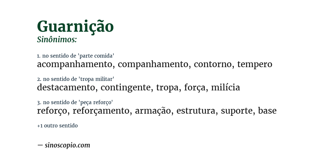 Sinônimo de guarnição