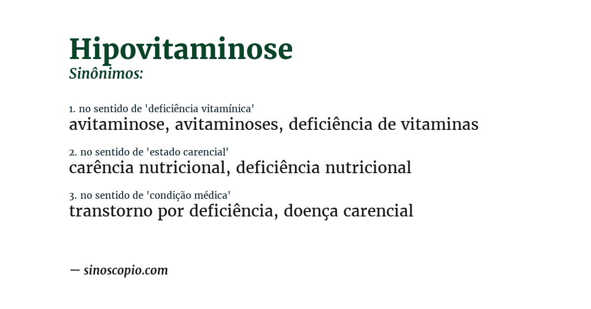Sinônimo de hipovitaminose