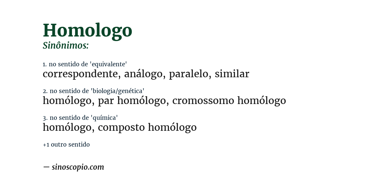 Sinônimo de homologo
