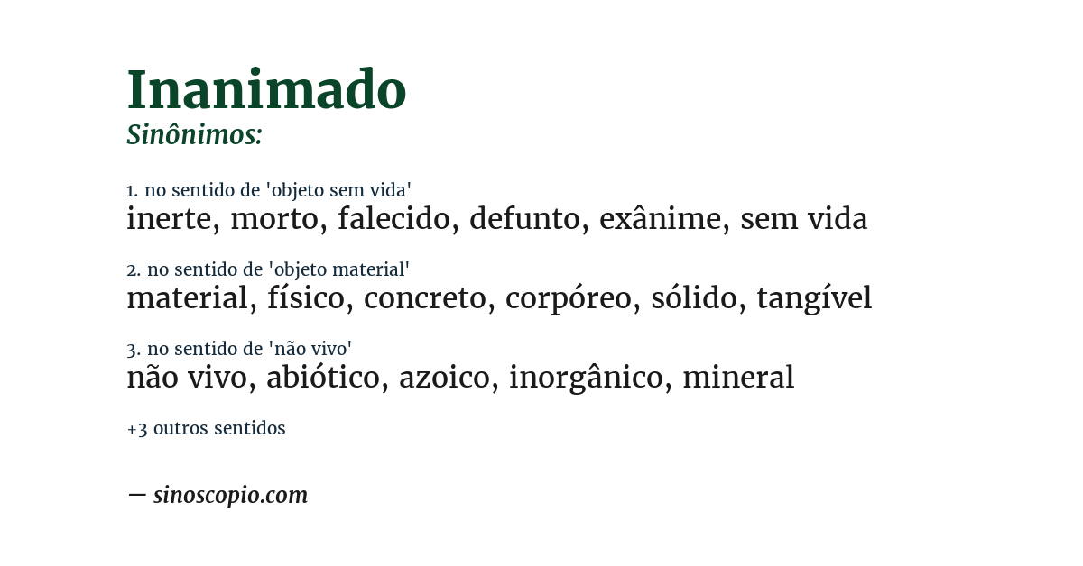 Sinônimo de inanimado