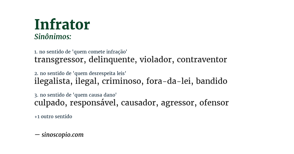 Sinônimo de infrator