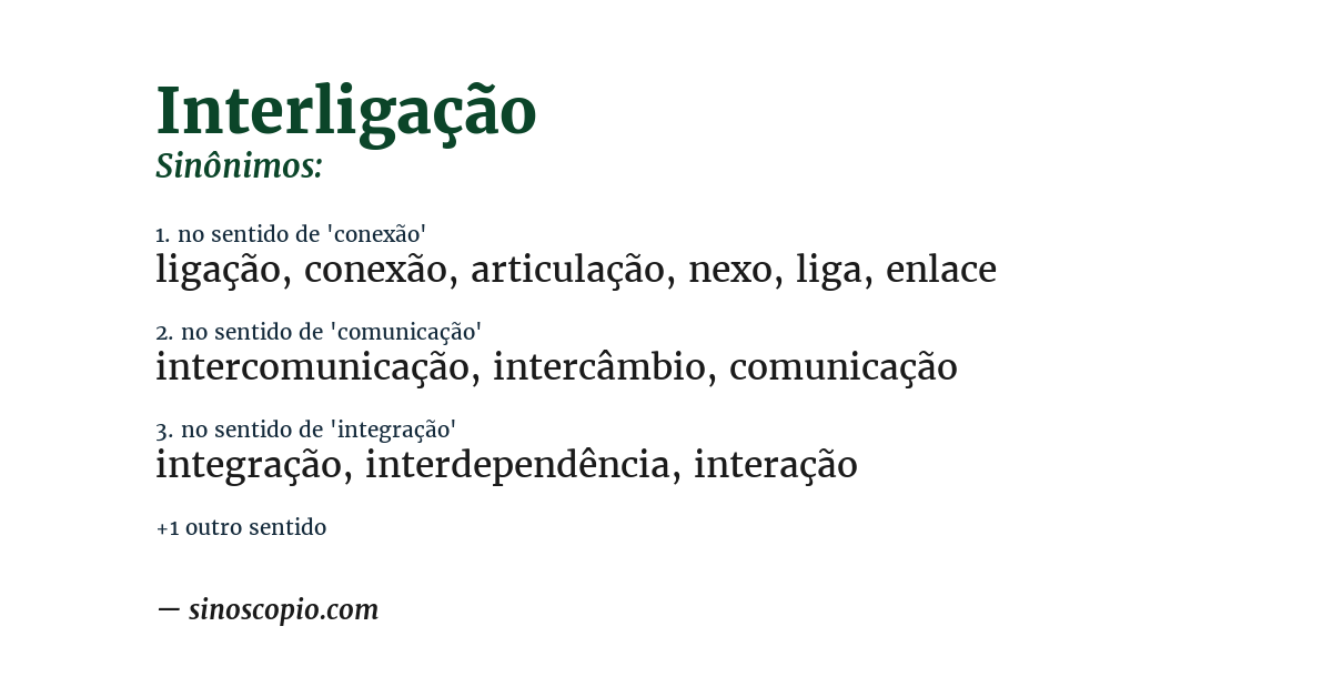 Sinônimo de interligação