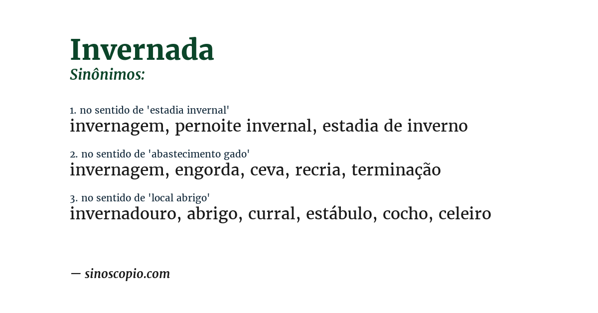 Sinônimo de invernada