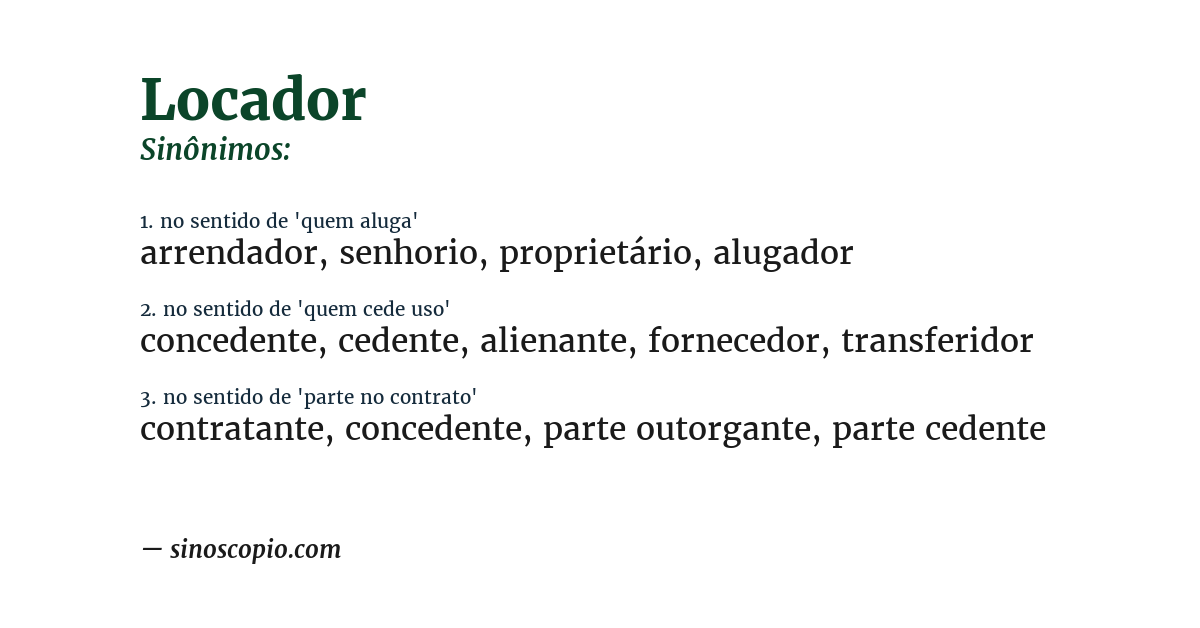 Sinônimo de locador