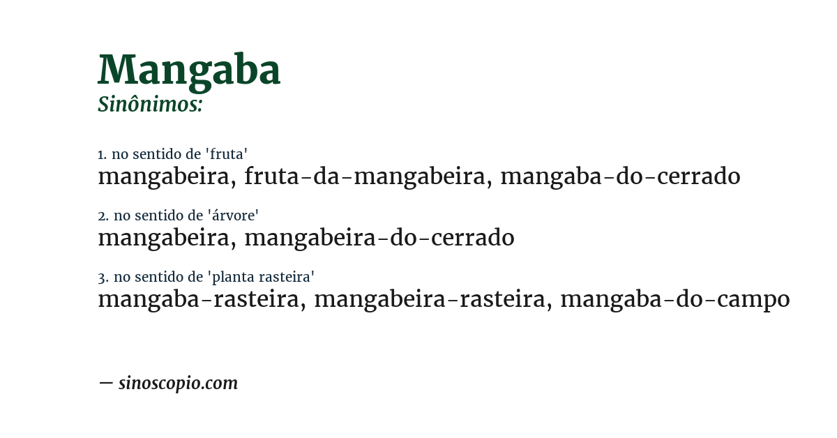 Sinônimo de mangaba
