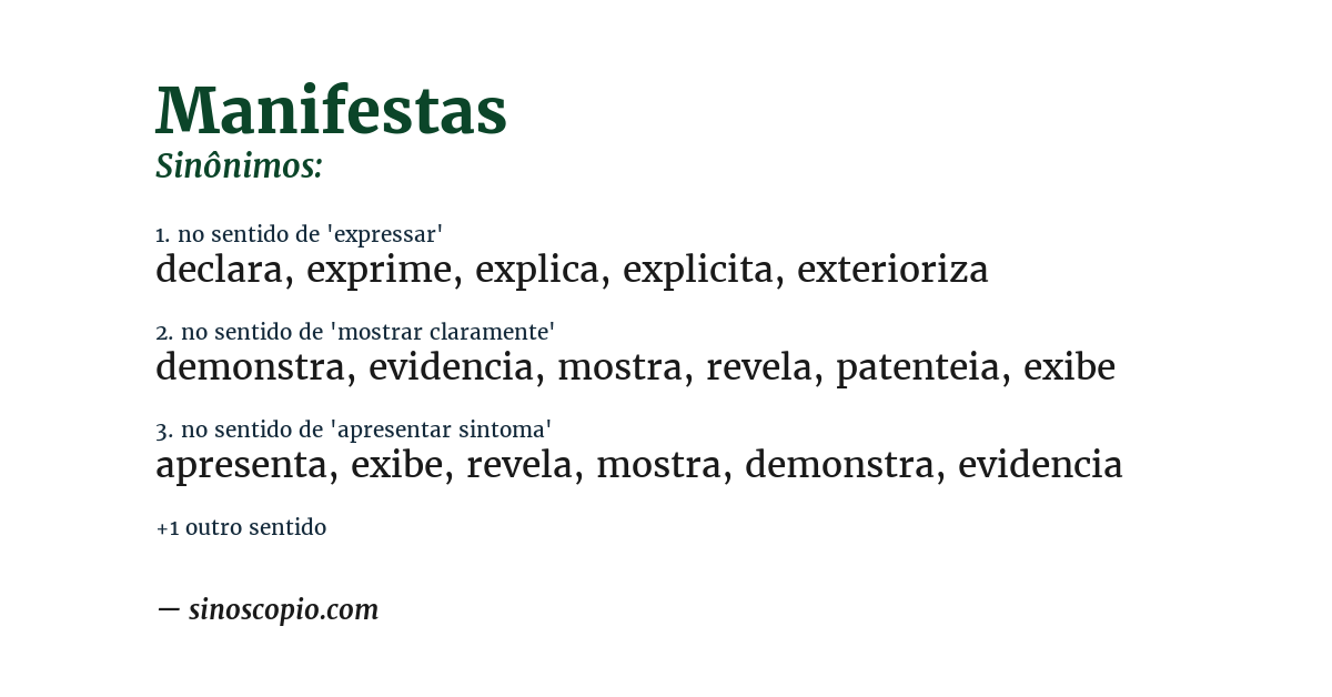 Sinônimo de manifestas