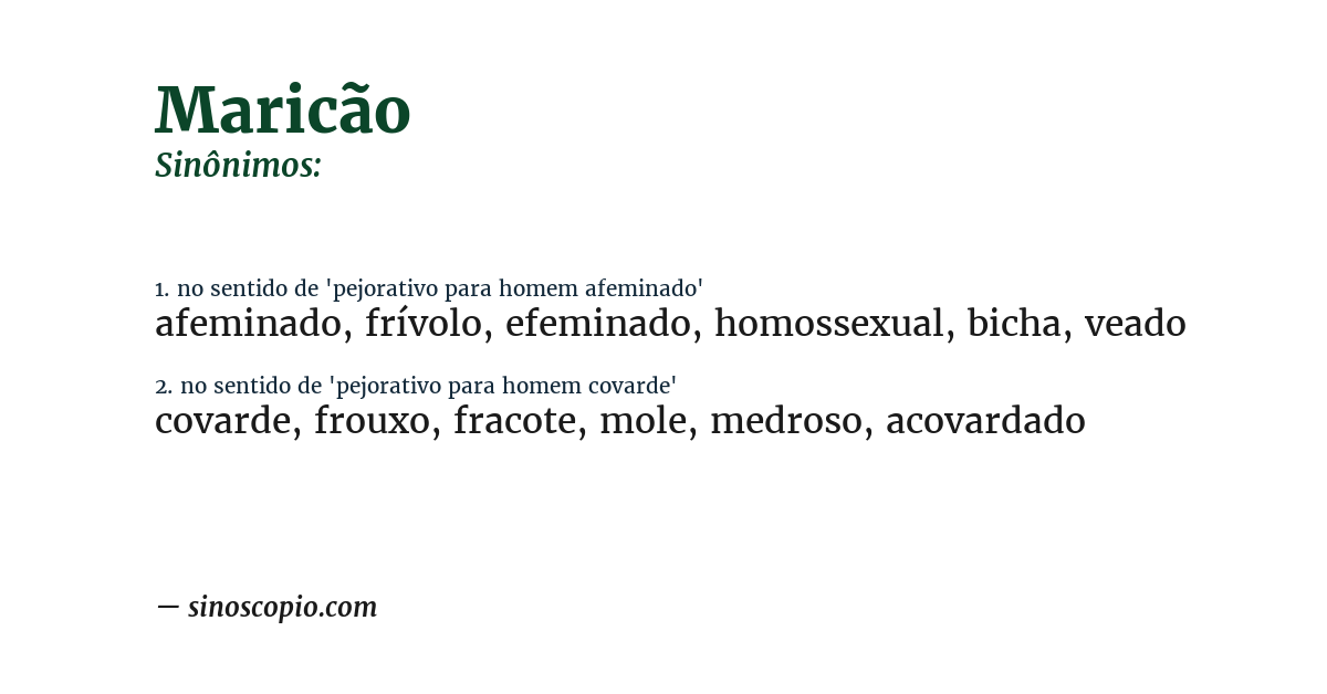 Sinônimo de maricão