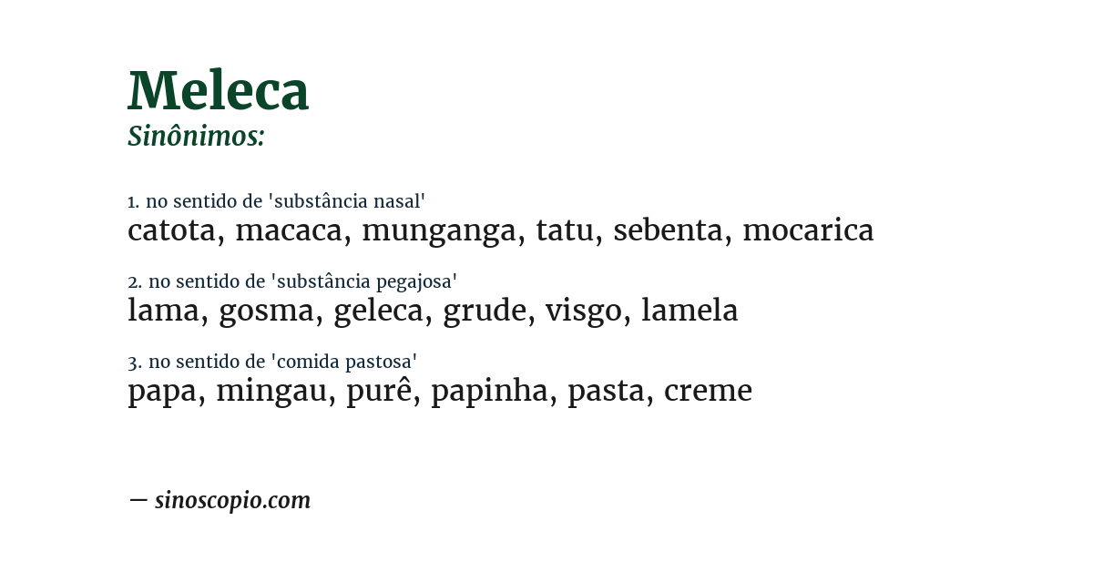 Sinônimo de meleca