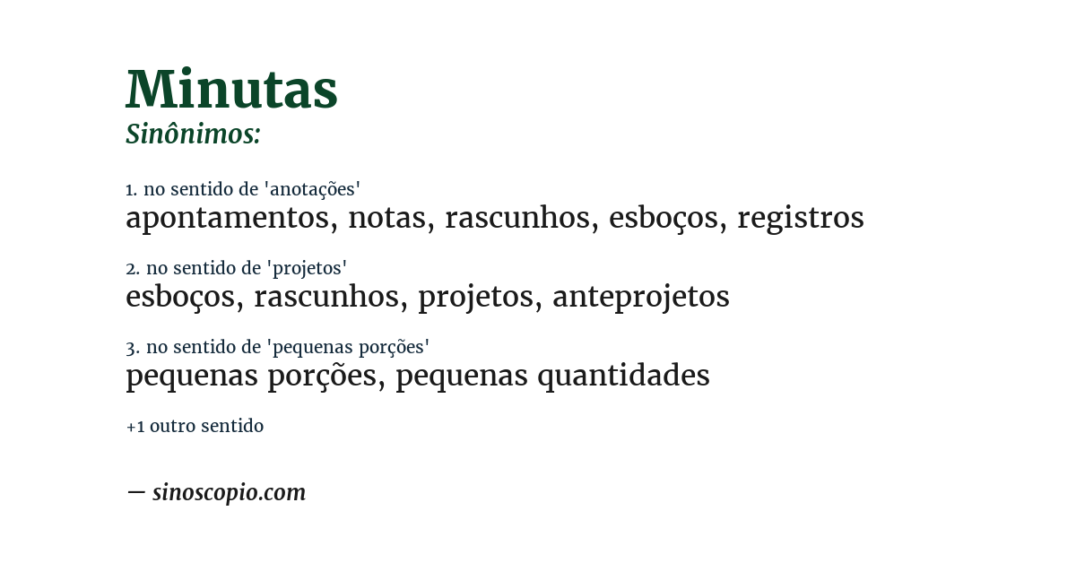 Sinônimo de minutas