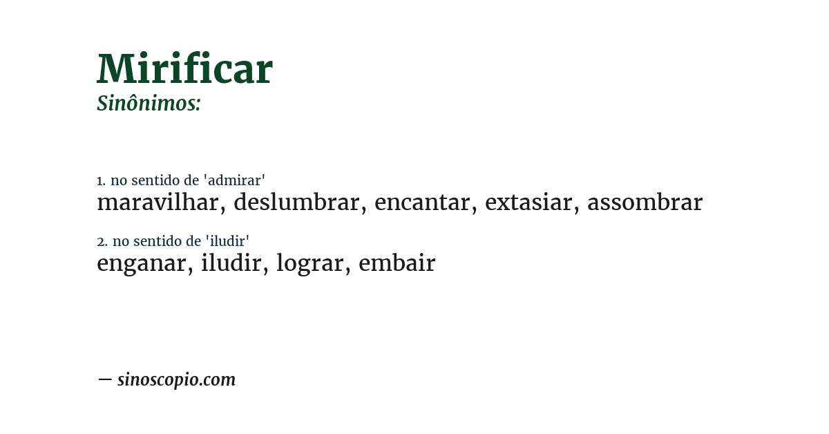 Sinônimo de mirificar