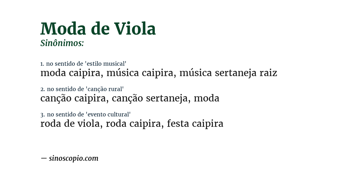 Sinônimo de moda de viola