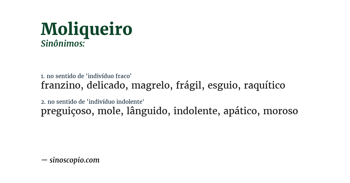 Sinônimo de moliqueiro
