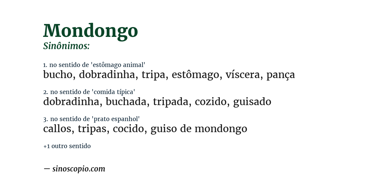 Sinônimo de mondongo