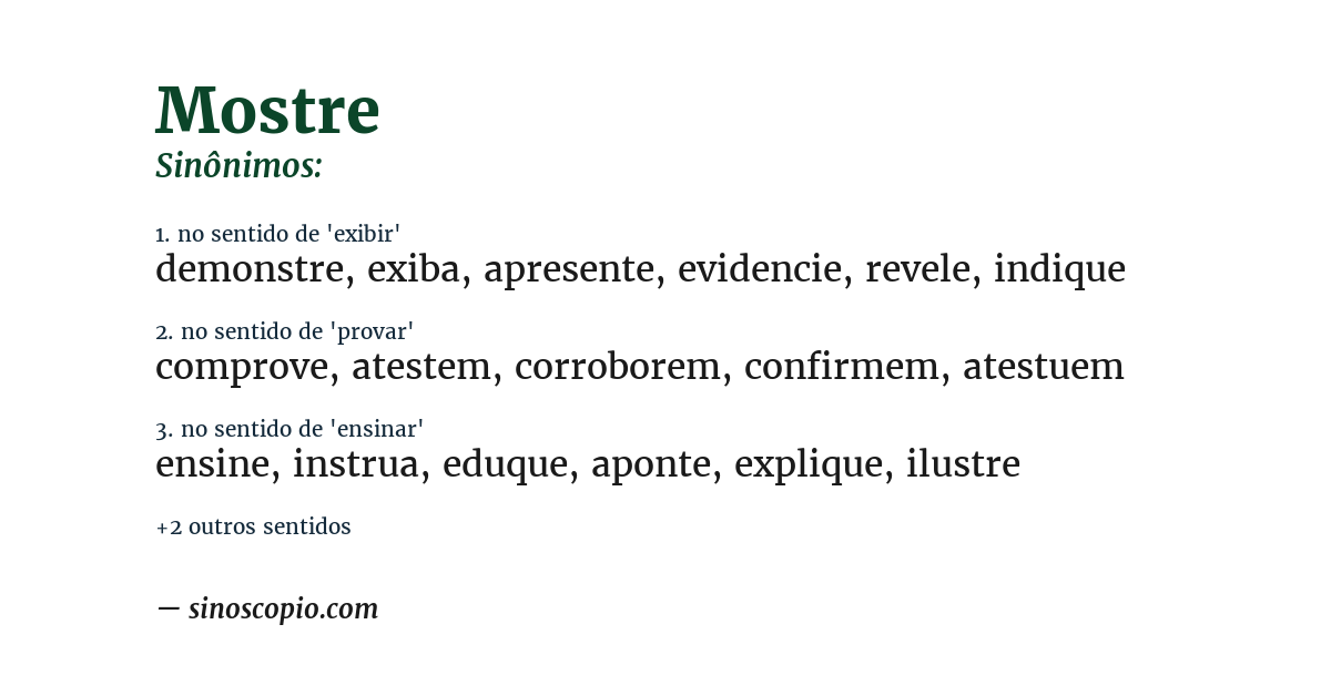 Sinônimo de mostre