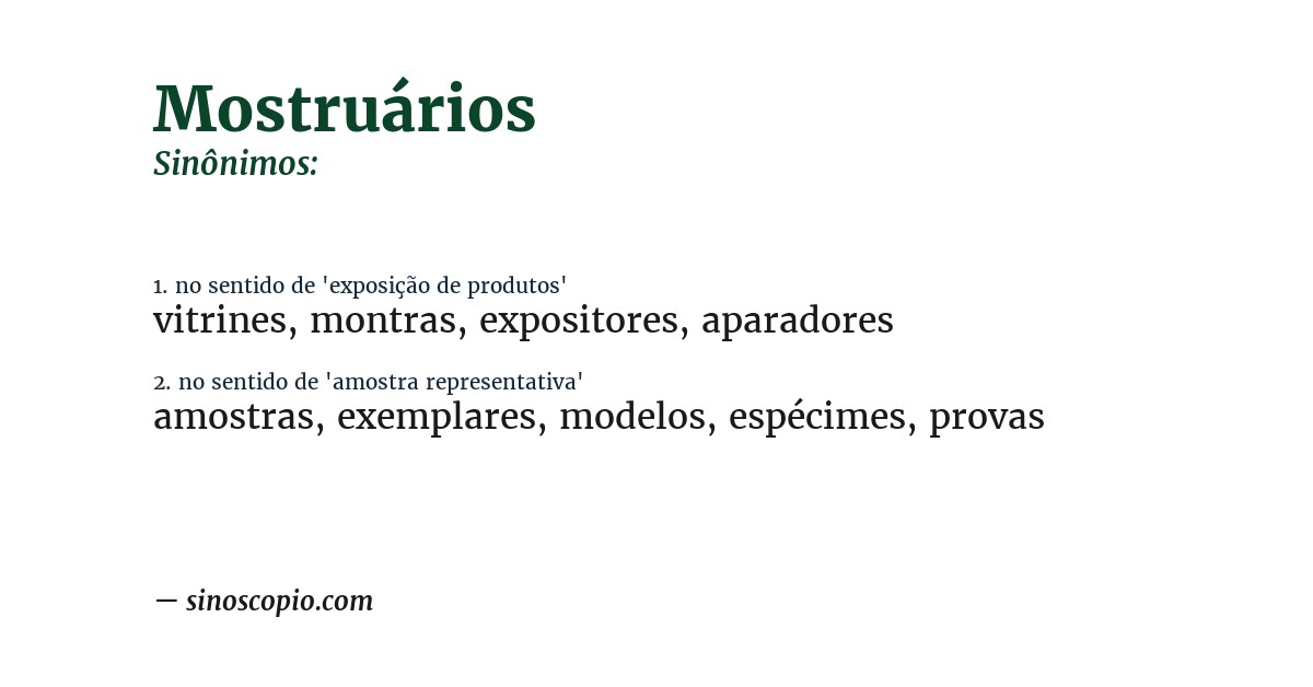 Sinônimo de mostruários