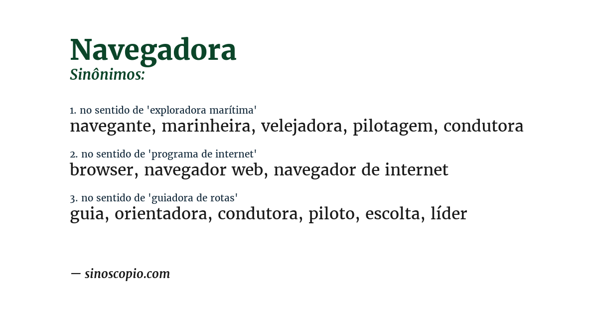 Sinônimo de navegadora