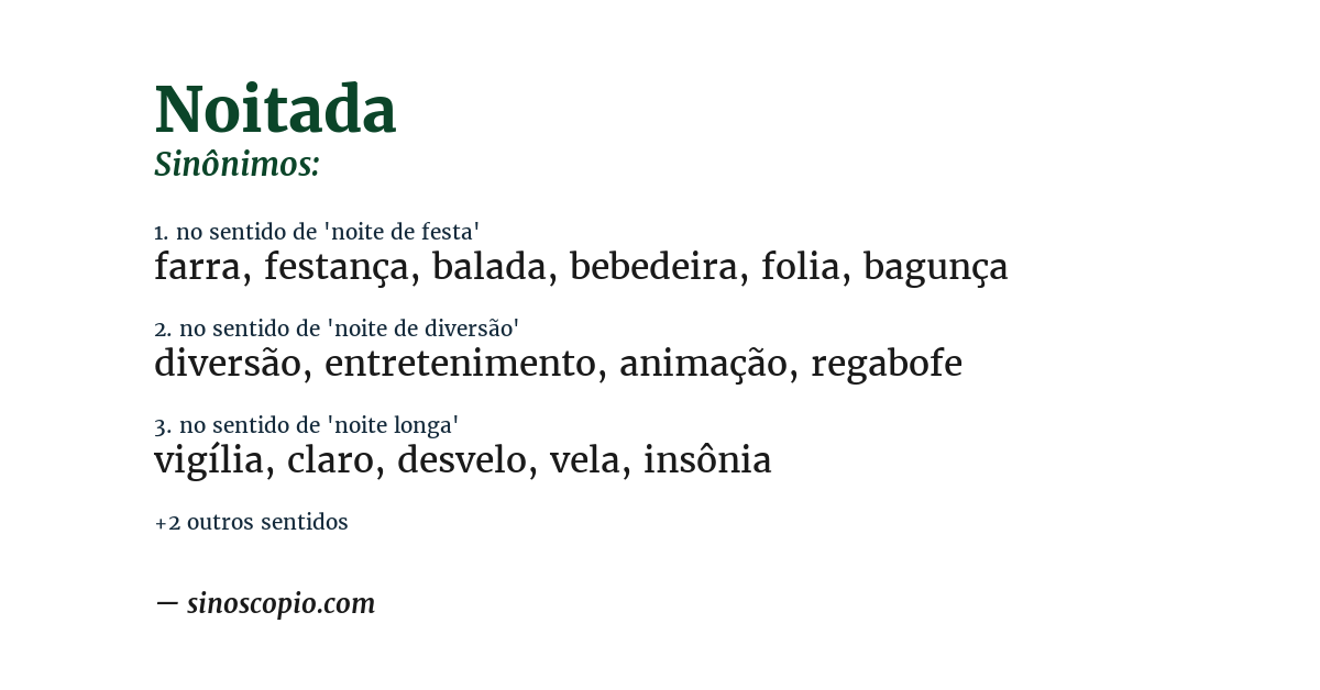 Sinônimo de noitada