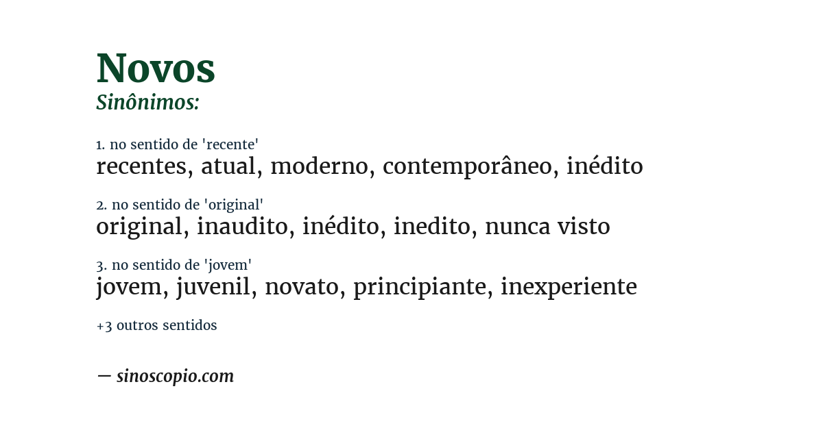Sinônimo de novos