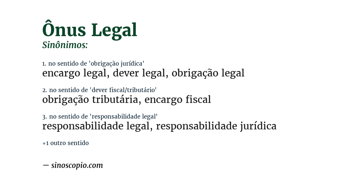Sinônimo de ônus legal