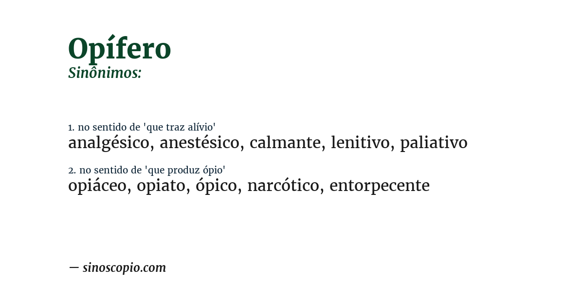 Sinônimo de opífero